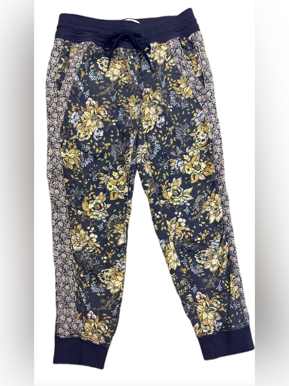 Anthropologie Kallie Floral Pull On Drawstring High Waist Ankle Jogger Size S